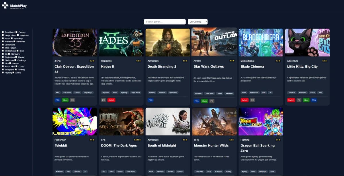 Gaming Library JSON